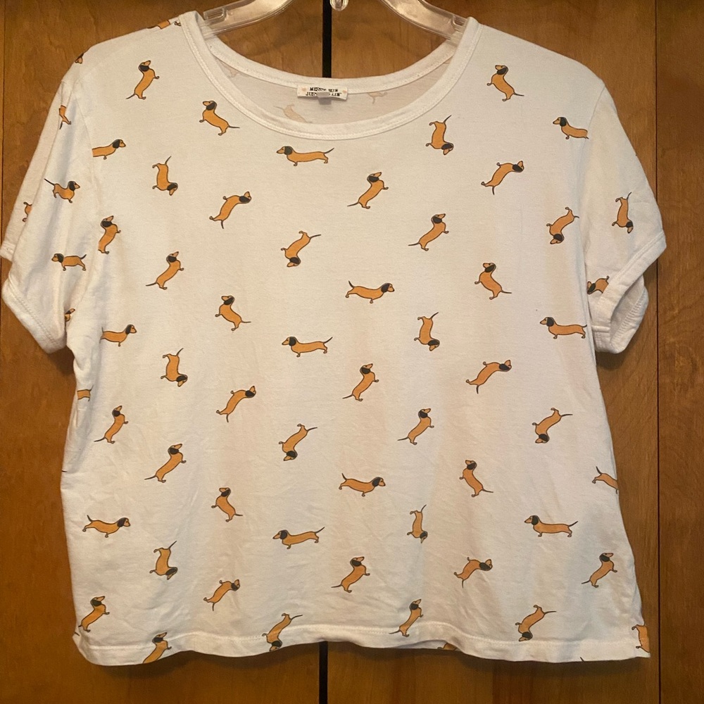 EUC. Weiner Dog Cropped Tee. Size XL